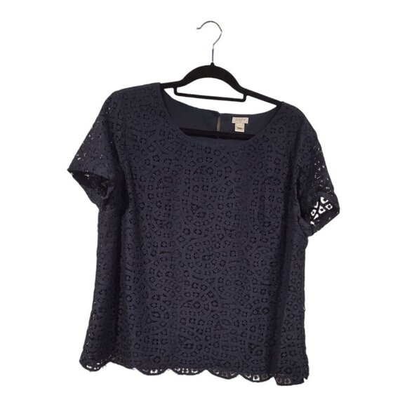 Women's Dark Blue Short Sleeve Blouse - 3FOR$25 - Cotton Blend Size 14/XL - Picture 1 of 7